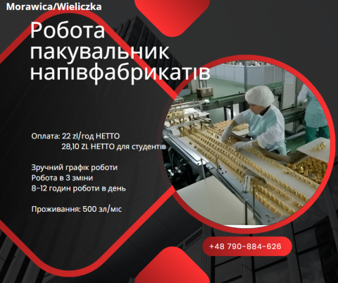 Робота на фабрику напівфабрикатів