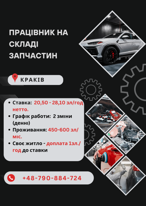 Робота на складі автодеталей| +48790884724